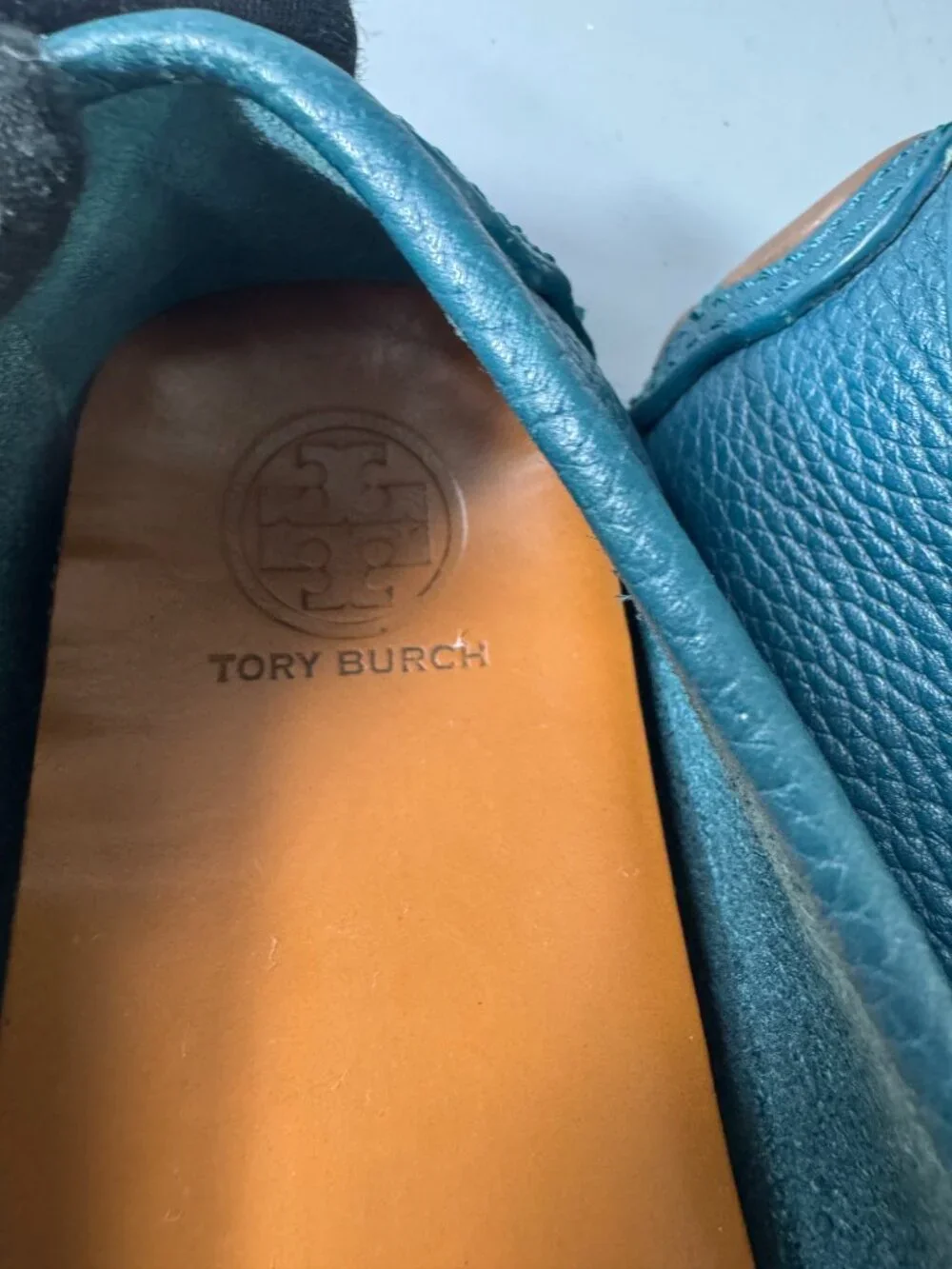 Tory Burch Teal Leather Loafers, Size 7 1/2